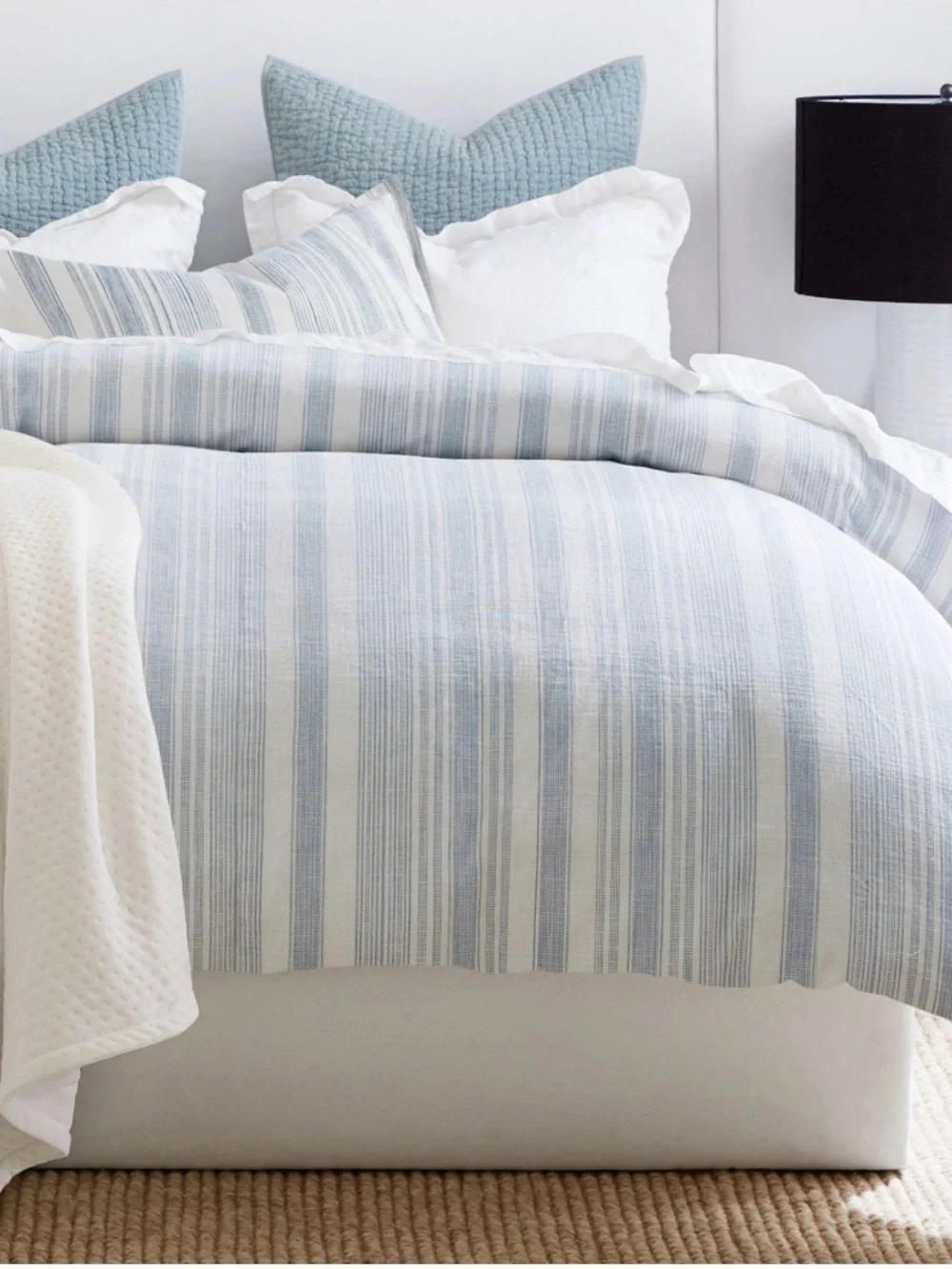 Hawthorn Striped Cotton Duvet Cover and shams Full/Queen